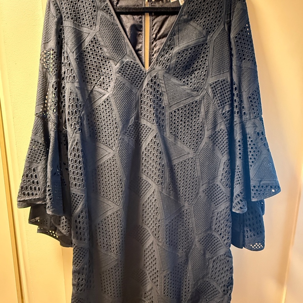 Milly Black Eyelet Bell Sleeve Dress size 10